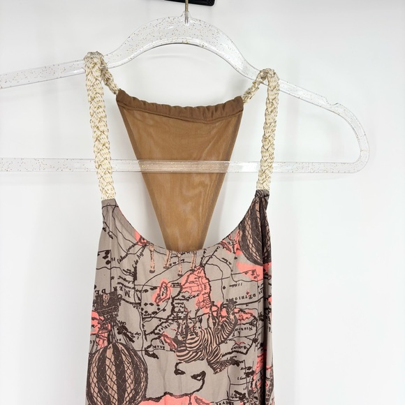 Maaji Multiprint Tiered Racerback Boho Mini Dress Mixed Print Swim Cover Small - Picture 3 of 9